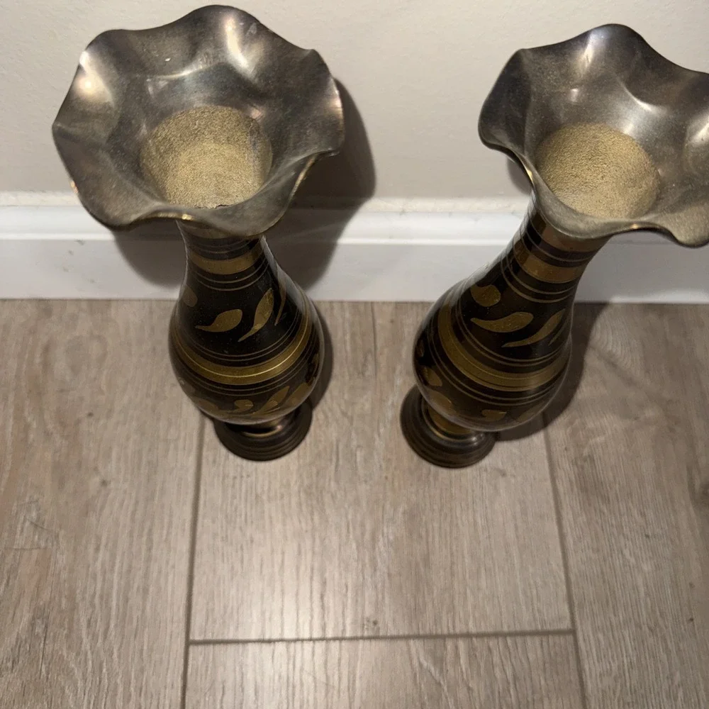 Vtg Set‎ of 2 Brass 9.5